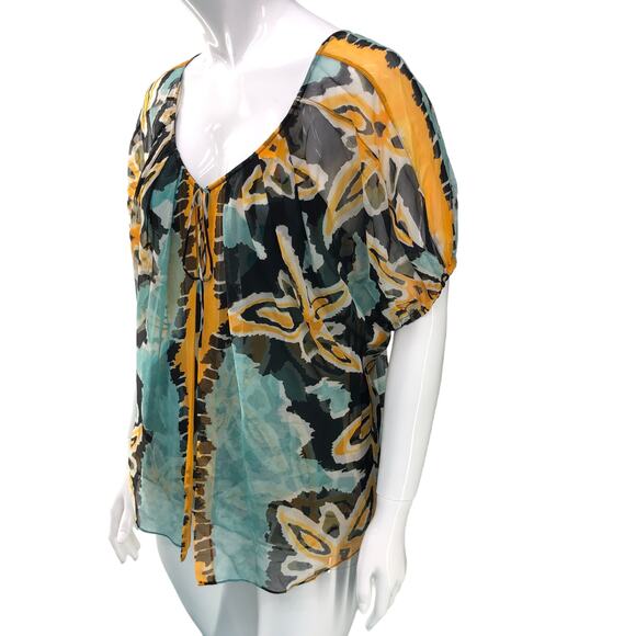 Diane Von Furstenberg DVF Womens Size 8 Merrill Blouse Abstract Silk Fully Lined - Picture 2 of 16